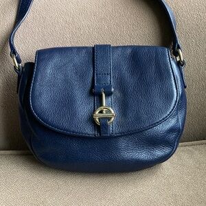 Small Blue Leather Talbots Bag
